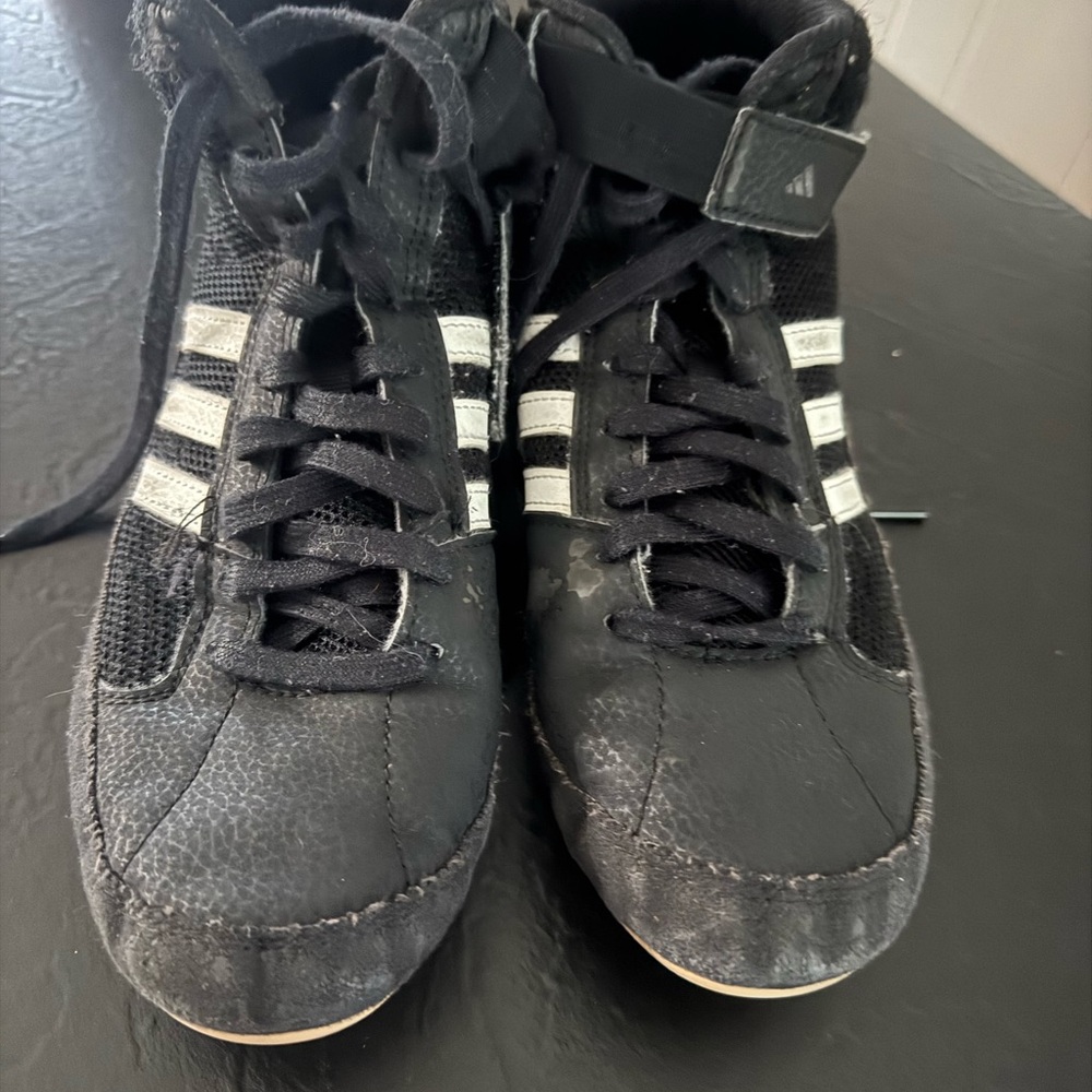 Adidas Black and White High-Top Athletic Shoes